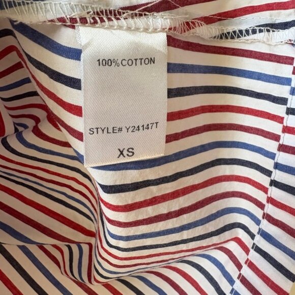 Tuckernuck Cute Cotton Striped Popover Short Sleeve Button Down Shirt Top SZ XS - Picture 12 of 12